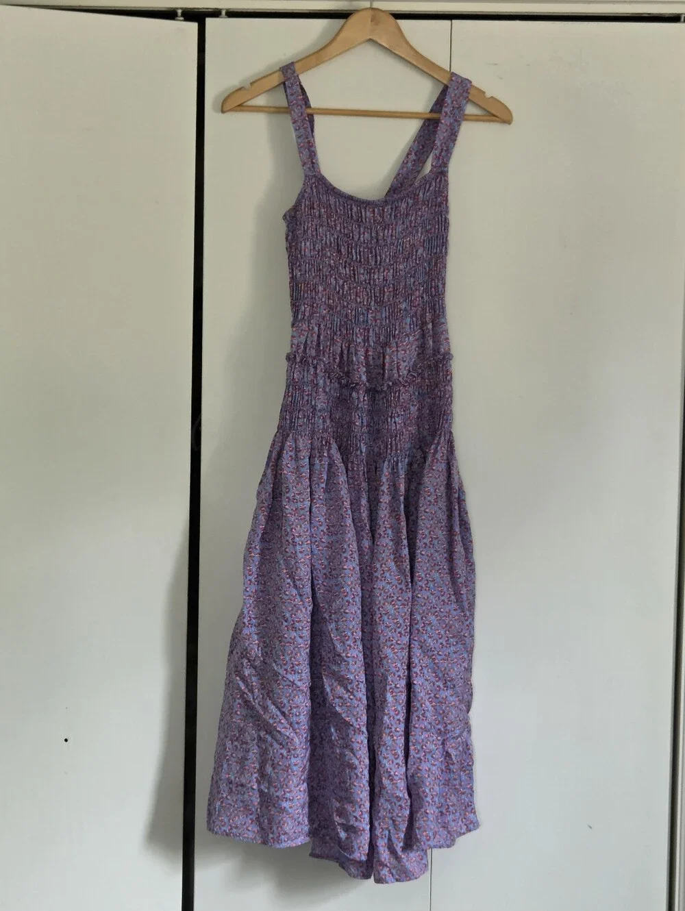 J.Crew Purple Smocked Sundress with Floral Print